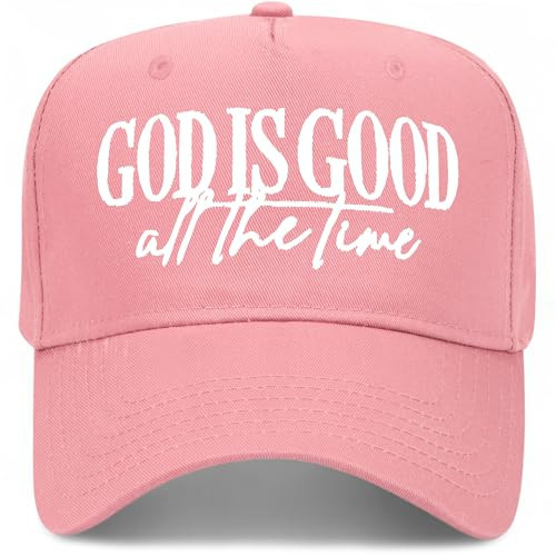 God is Good All The Time Script Vintage Trucker Hat | Premium Snapback Baseball Hat for Men & Women (US, Alpha, One Size, Pink) | Amazon (US)