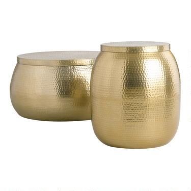 Cala Gold Hammered Metal Storage Table Collection | World Market