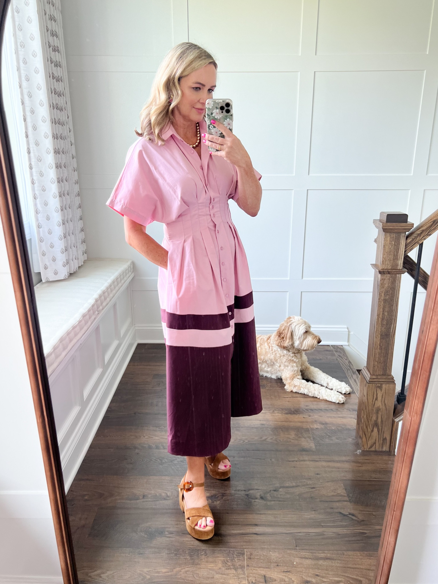 This dress! 😍 6 different colors/patterns. Runs TTS (I’m wearing a size small for reference). The fitted bodice has stretch in it making it comfortable and flattering. 