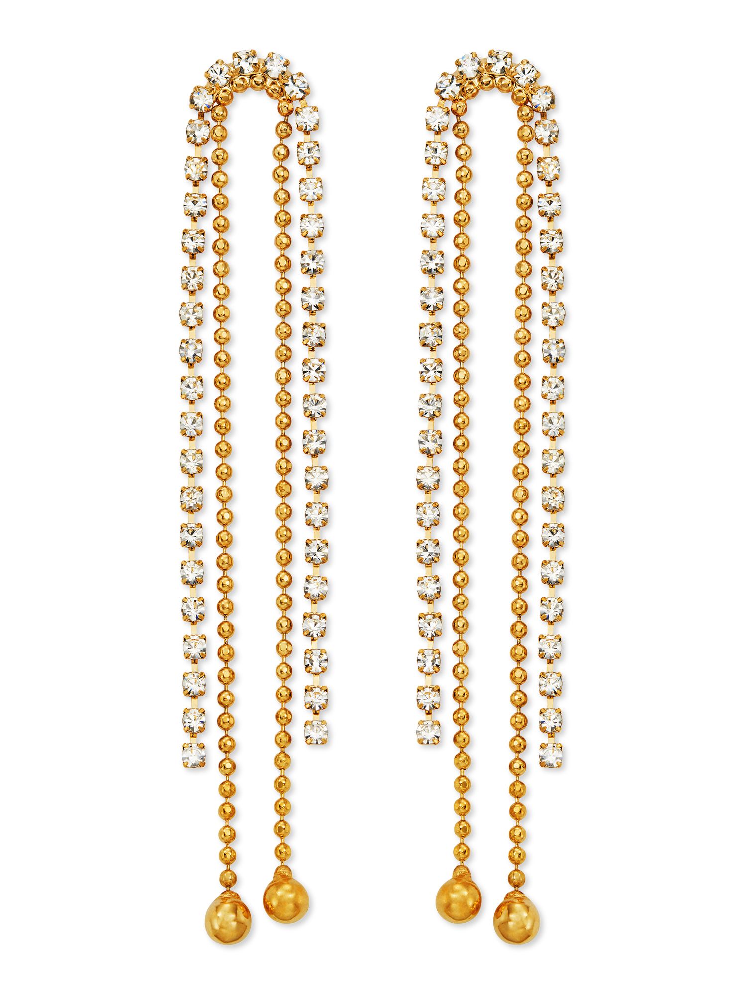 Scoop Womens 14K Gold Flash-Plated Crystal and Chain Drop Statement Earrings | Walmart (US)