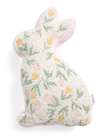 10x20 Figural Bunny Pillow With Beaded Tulip Details | Cotton | Marshalls