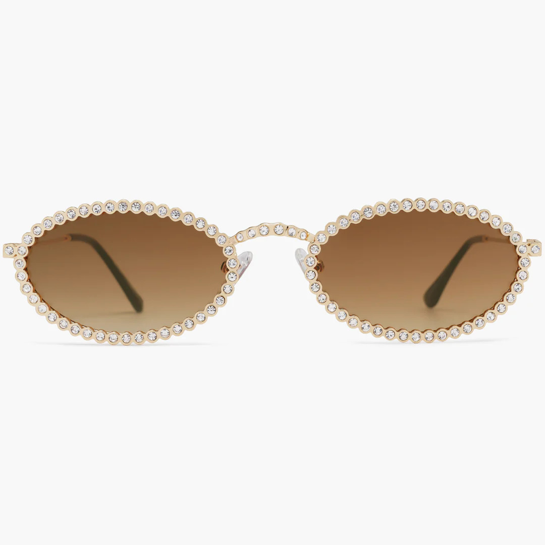 Women Trendy 90s Oval Bling Rhinestone Hippie Sunglasses SEQUIN | SOJOS VISION | SOJOS VISION