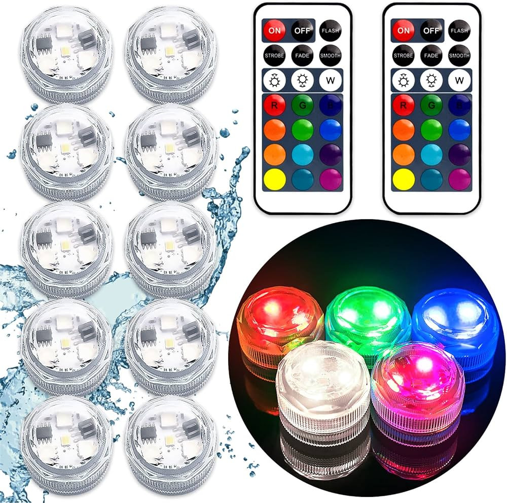 Mini Submersible LED Lights, Waterproof LED Tea Lights Candle with Remote Battery Operated,RGB Co... | Amazon (US)