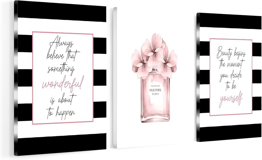 Monem Art 3-Piece Fashion Canvas - Beauty Begins Print - Perfume Art - Motivational Gift for Men,... | Amazon (US)