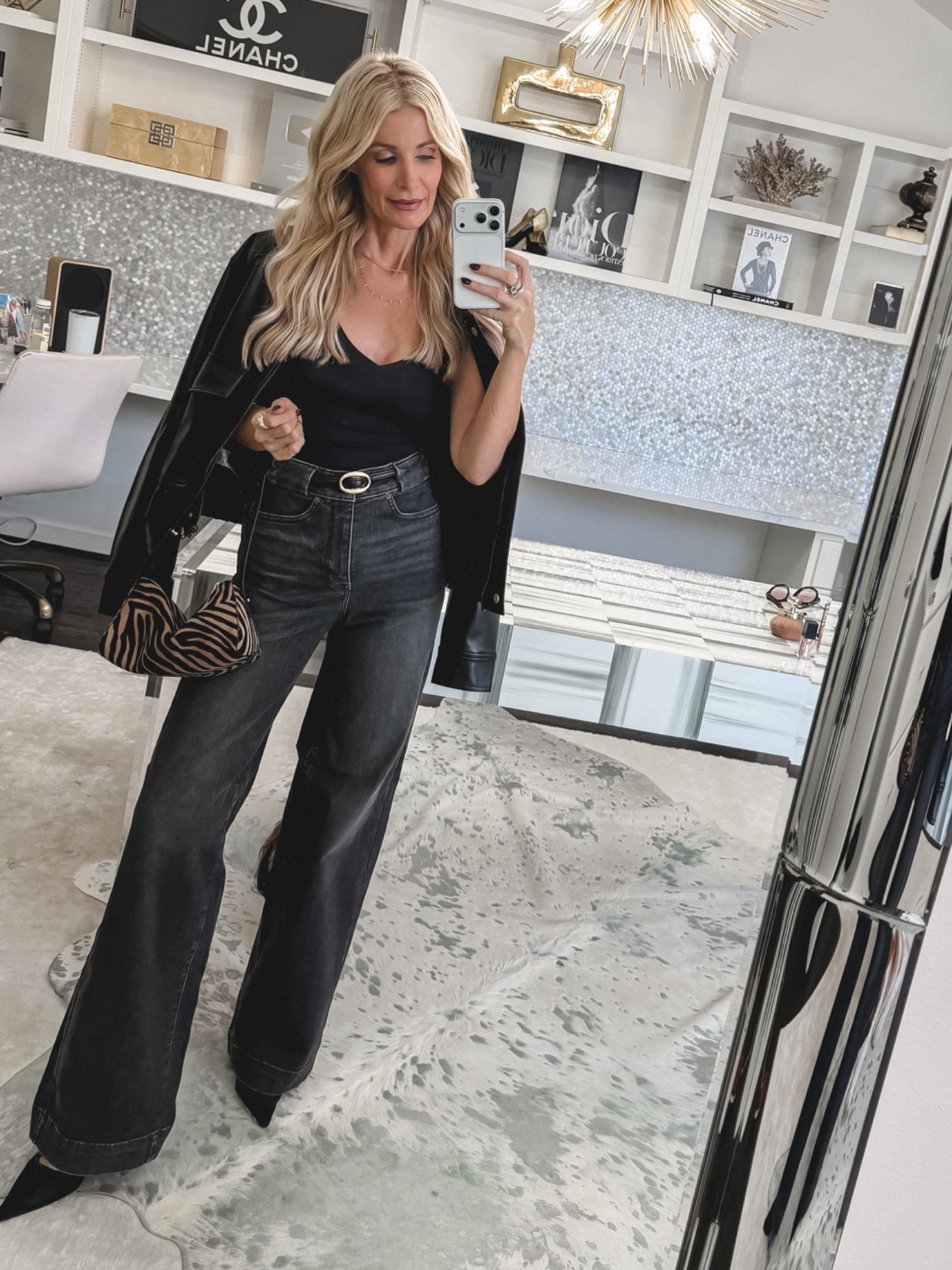 These NYDJ wide-leg jeans give me the “legs for days” look I love! The faded black wash feels edgy and chic, and they’re comfortable enough to wear all night. I’m wearing a size 00. #NYDJ #WideLegJeans #BlackDenim #FallOutfit #WomenOver40Style 

 

#LTKOver40 #LTKootd #LTKSeasonal #LTKOver40