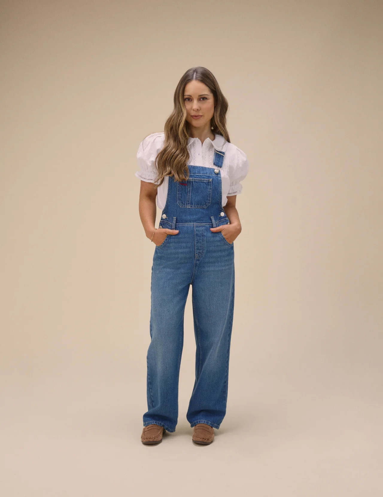 Mid Blue Denim Straight Leg Dungarees | Nobody's Child