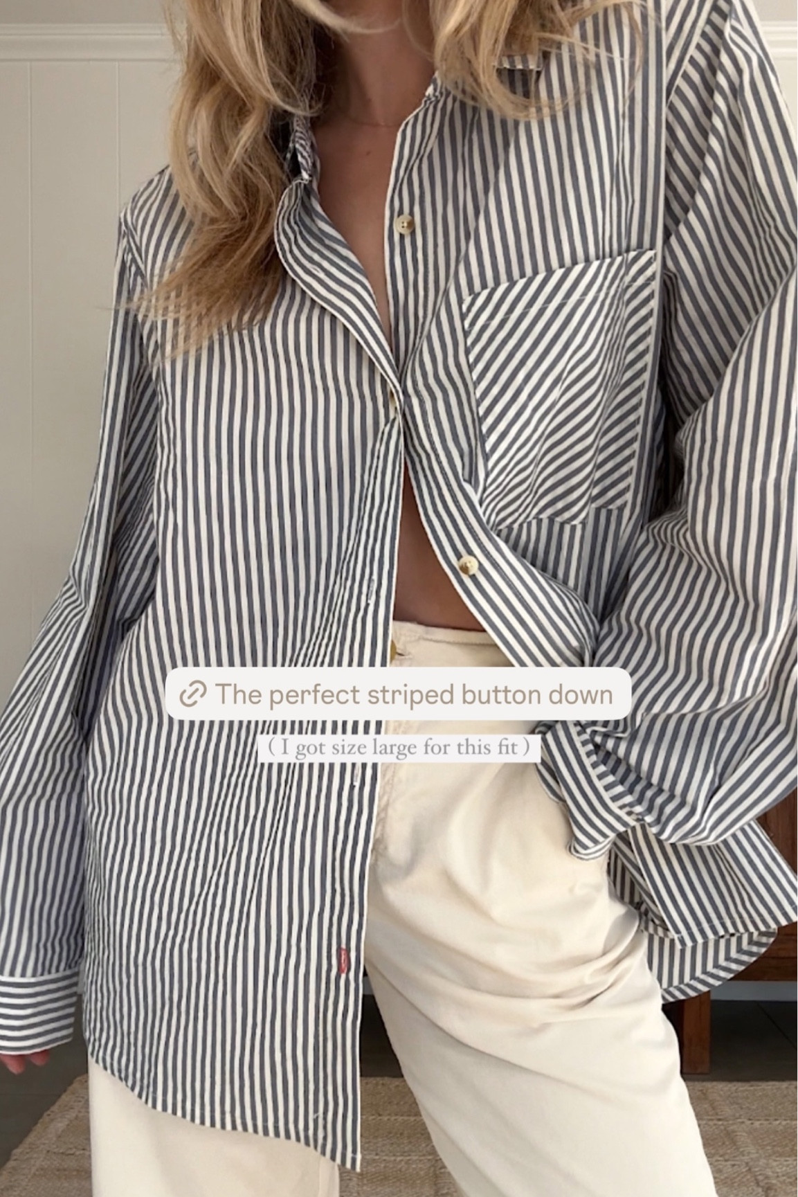 The perfect striped button down and white pants for spring / summer 

Wearing size large in the top and medium in the bottoms for an oversized slouch fit 

#LTKFindsUnder100 #LTKStyleTip #LTKWorkwear