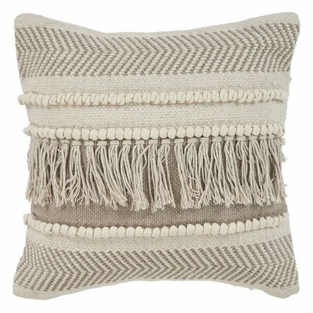 LR Home Zanthia Alabaster Stripe Indoor Throw Pillow Beige / Natural 20" x 20" Indoor Square Hand... | Walmart (US)