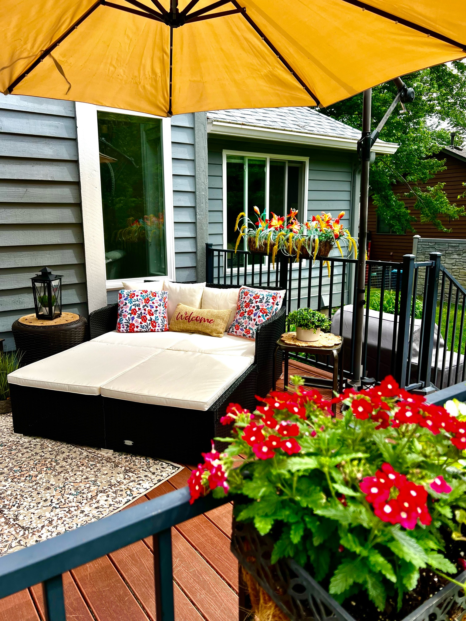 The cutest place for morning coffee or to read a book. Love my new double couch on my back patio  

#LTKstyletip #LTKhome #LTKSeasonal