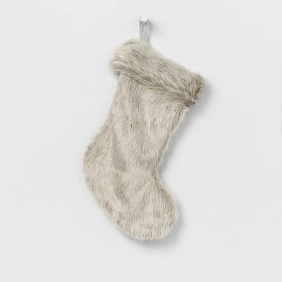 20" Faux Fur Christmas Holiday Stocking Light Gray - Wondershop™ | Target