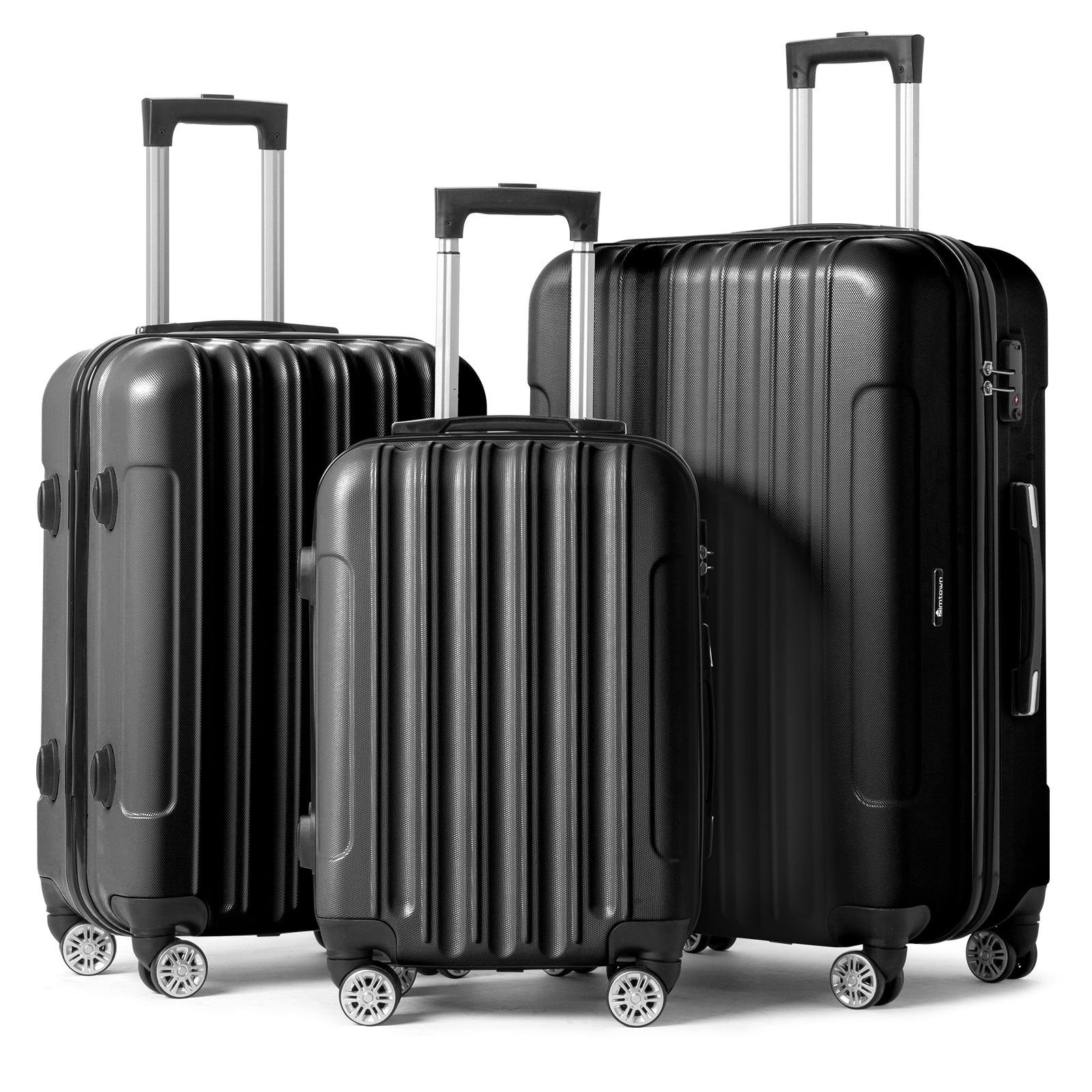 Zimtown 3 Piece Nested Spinner Suitcase Luggage Set With TSA Lock Black | Walmart (US)
