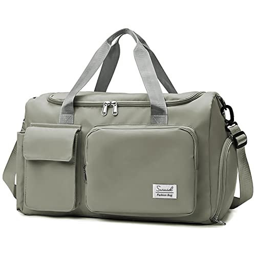 Suruid Sports Gym Duffel Bag with Shoes Compartment and Dry Wet Separated Pocket for Men and Women - Overnight Weekender Training Handbag Yoga Bag - Dark Gray | Amazon (US)