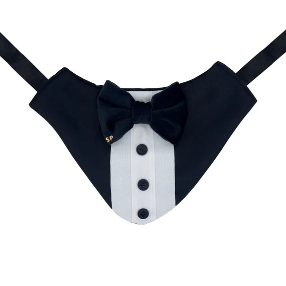 Dog Wedding Bandana Black Dog Tuxedo Bandana Dog Tuxedo Bow - Etsy | Etsy (US)