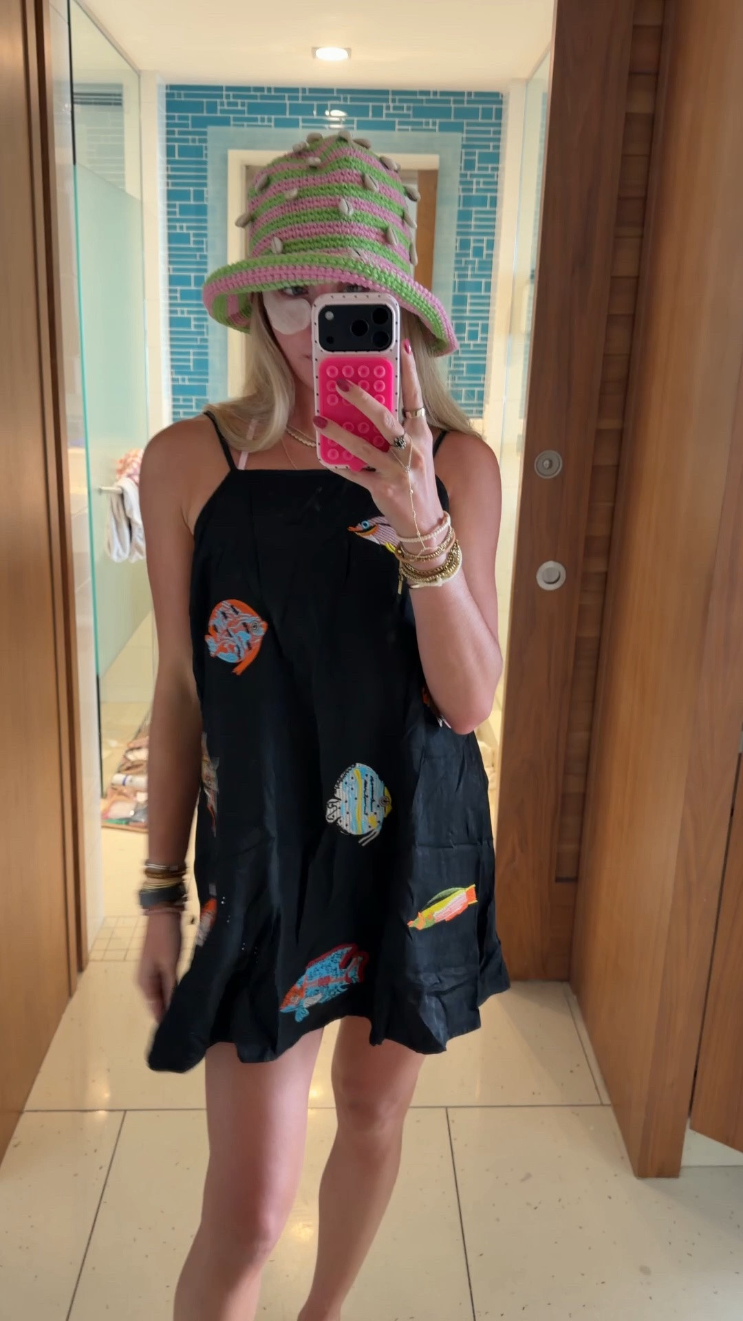 My pool day outfit! The hat is so fun with the shells and crochet fabric @freepeople. I paired it with my edikted pink frilly bikini and amazon fish embroidered dress. My flip flops @crocs

#LTKSwim #LTKTravel #LTKootd