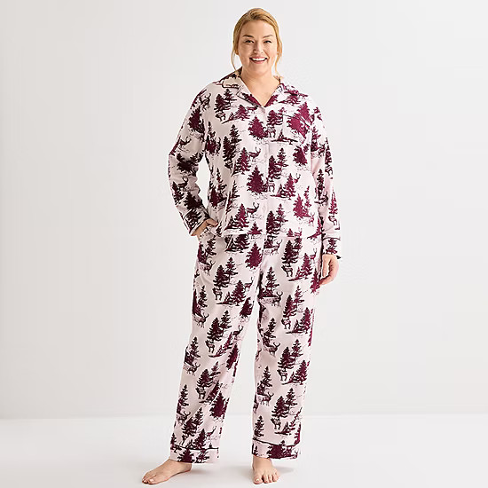 new!Liz Claiborne Womens Flannel Long Sleeve 2-pc. Matching Family Pajama Sets | JCPenney