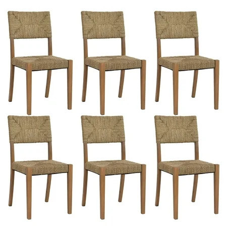 Duhome Mahogany Dining Chairs with Seagrass Woven Seat and Back, Rustic Style,Set of 6 | Walmart (US)