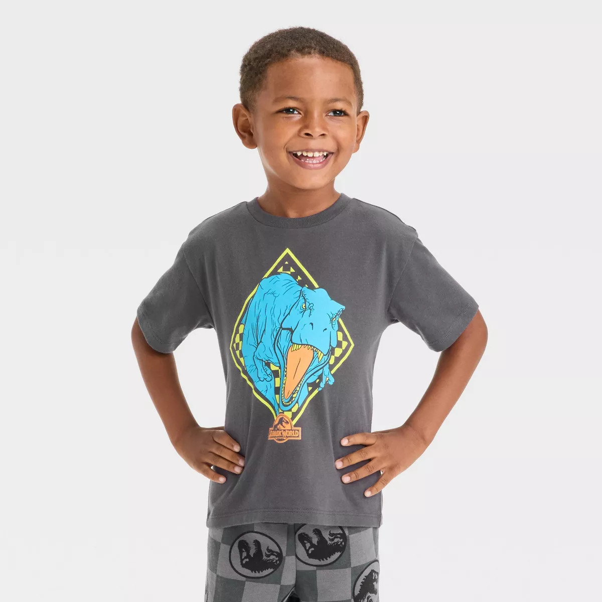 Toddler Boys' 2pc Jurassic Park Dinosaur Short Sleeve T-Shirt and Shorts Set - Gray | Target