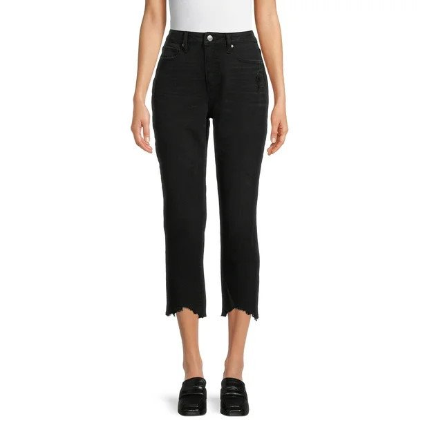 Time and Tru Women's Boyfriend Jeans with Sharkbite Hem | Walmart (US)