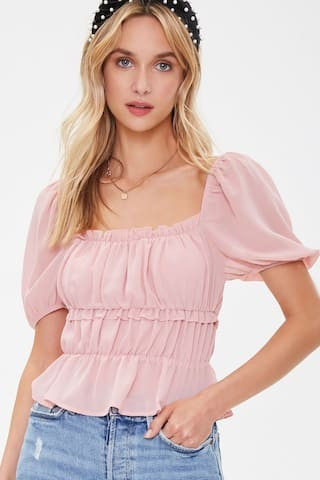 Chiffon Ruffle-Trim Top | Forever 21 (US)