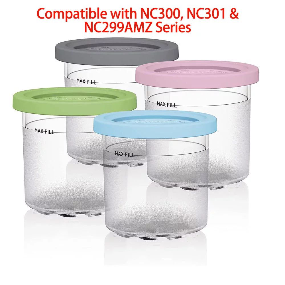Ice Cream Containers | Extra Replacement Pints and Lids for Ninja Creami - Compatible with NC300,... | Walmart (US)