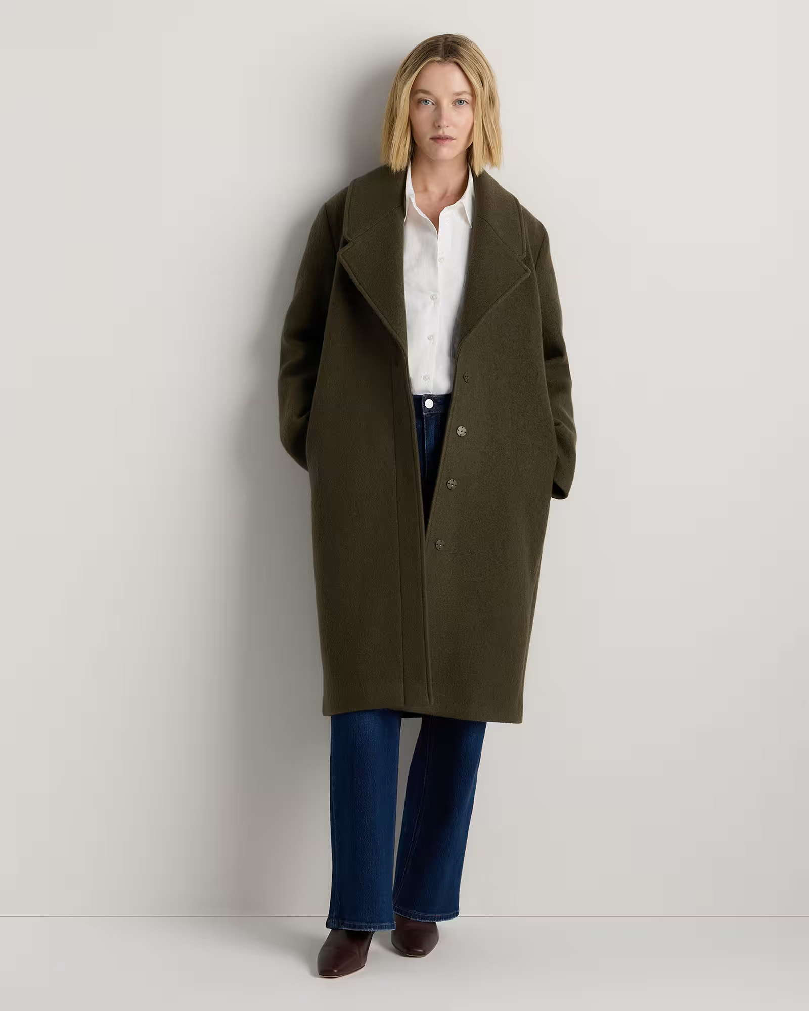 100% Merino Wool Shawl Collar Long Coat | Quince