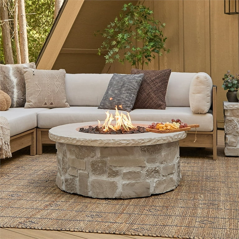Real Flame Scottsdale 40" Round Propane Fire Pit Table in Beige | Walmart (US)