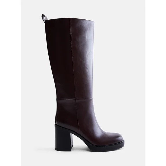 Madden NYC Women's Tall Faux Leather Boots with Stacked Heel | Walmart (US)