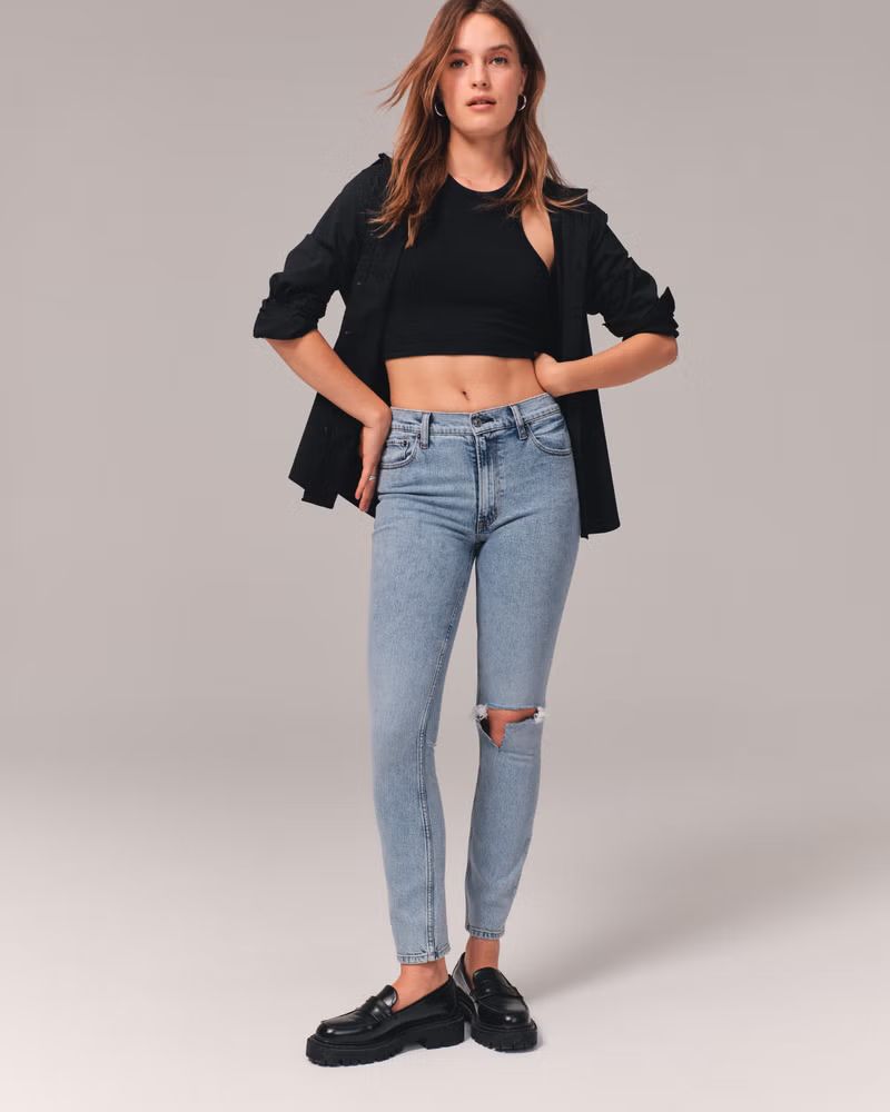 Women's High Rise Skinny Jean | Women's Bottoms | Abercrombie.com | Abercrombie & Fitch (US)