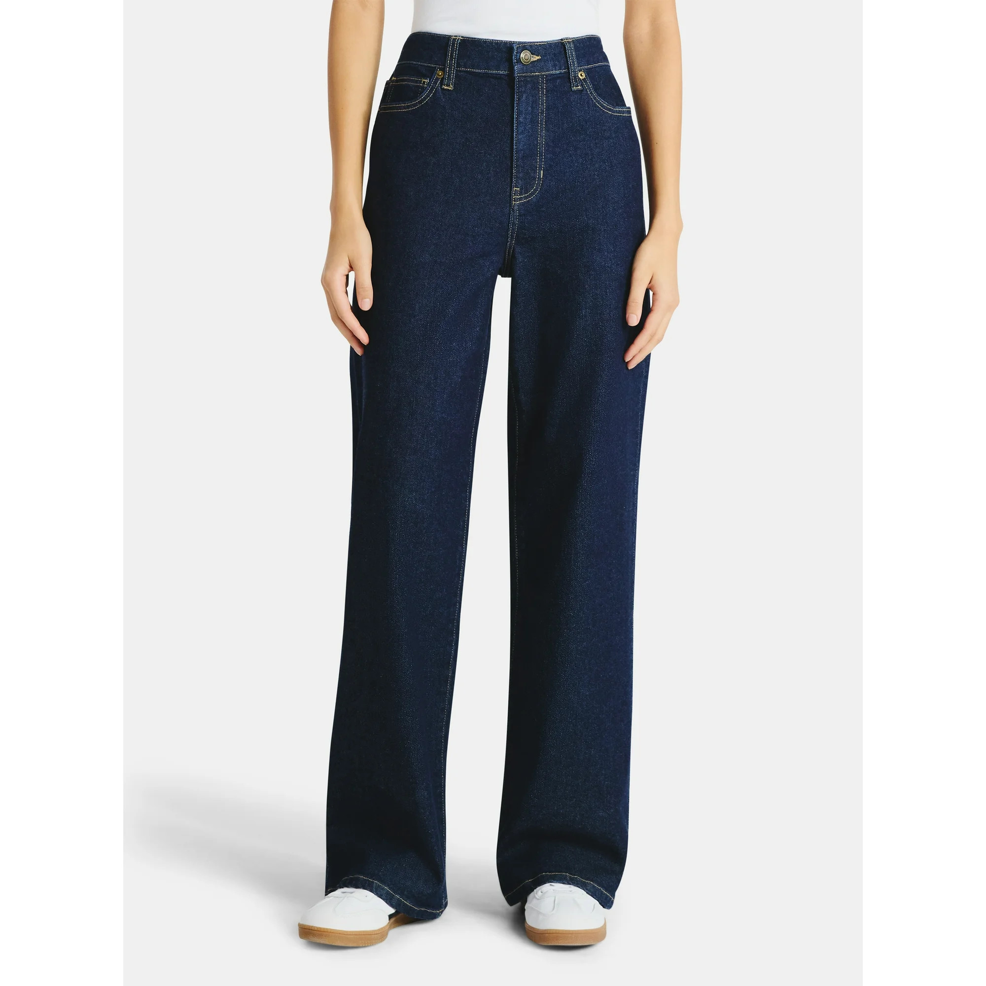 No Boundaries High Rise Baggy Wide Leg Jeans, 32" Inseam, Women’s and Women's Plus | Walmart (US)