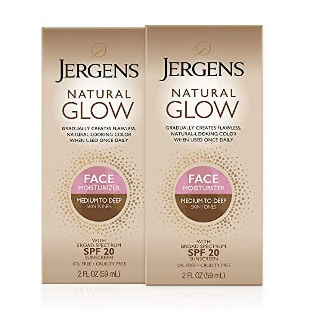 Jergens Natural Glow Face Self Tanner Lotion, SPF 20 Sunless Tanning, Medium to Deep Skin Tone Mo... | Walmart (US)