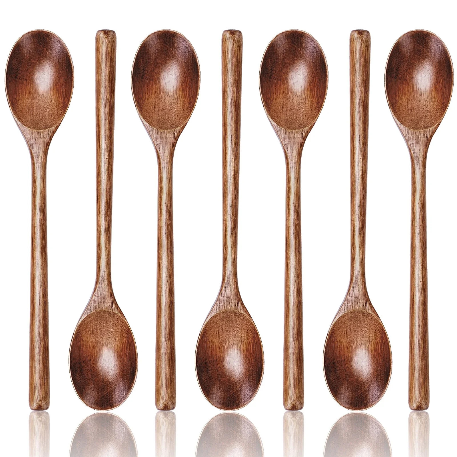 HSM 7 PCS Wooden Spoons for Cooking, 9.3 Inch Wooden Spoons for Eating Mixing Stirring Tasting Ba... | Walmart (US)