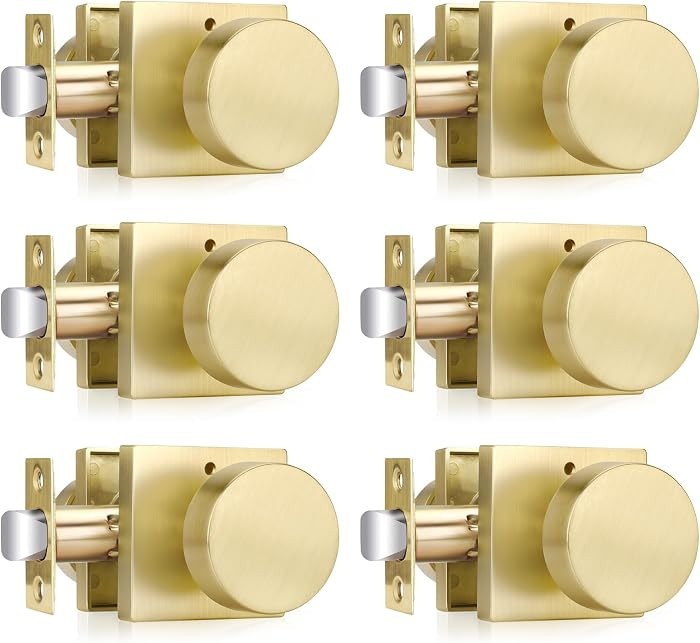 Gold Door Knobs Interior Privacy, Heavy Duty Square Brushed Gold Interior Door Knobs for Bedroom ... | Amazon (US)