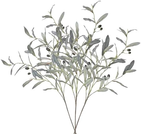 3pcs Artificial Olive Branches Faux Greenery Stems 39" Tall Olive Tree Branches Faux Olive Leaves... | Amazon (US)