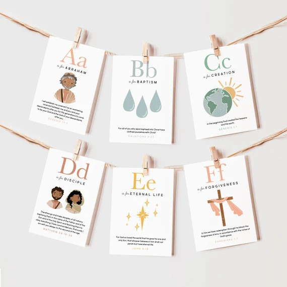 ABC Bible Scripture Flash Cards Memorization Bible Verses - Etsy | Etsy (US)
