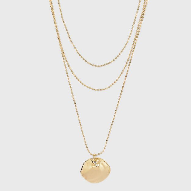 Textured Round Pendant with Multi-Strand Necklace - A New Day™ | Target