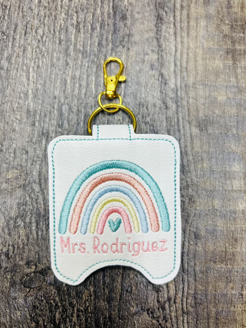 Pastel Rainbow Classroom Doorbell Holder, Class Bell Case Key Chain, Class Lanyard Accessory, Tea... | Etsy (US)