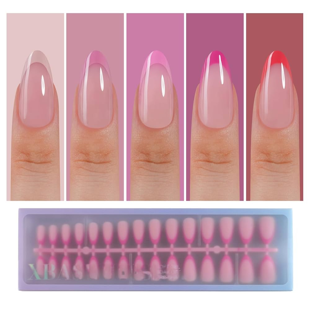 Misssix XBASICTIPS Pink French Tip Press On Nails, 150Pcs French Gel Nail Tips Medium Almond, Sof... | Amazon (US)