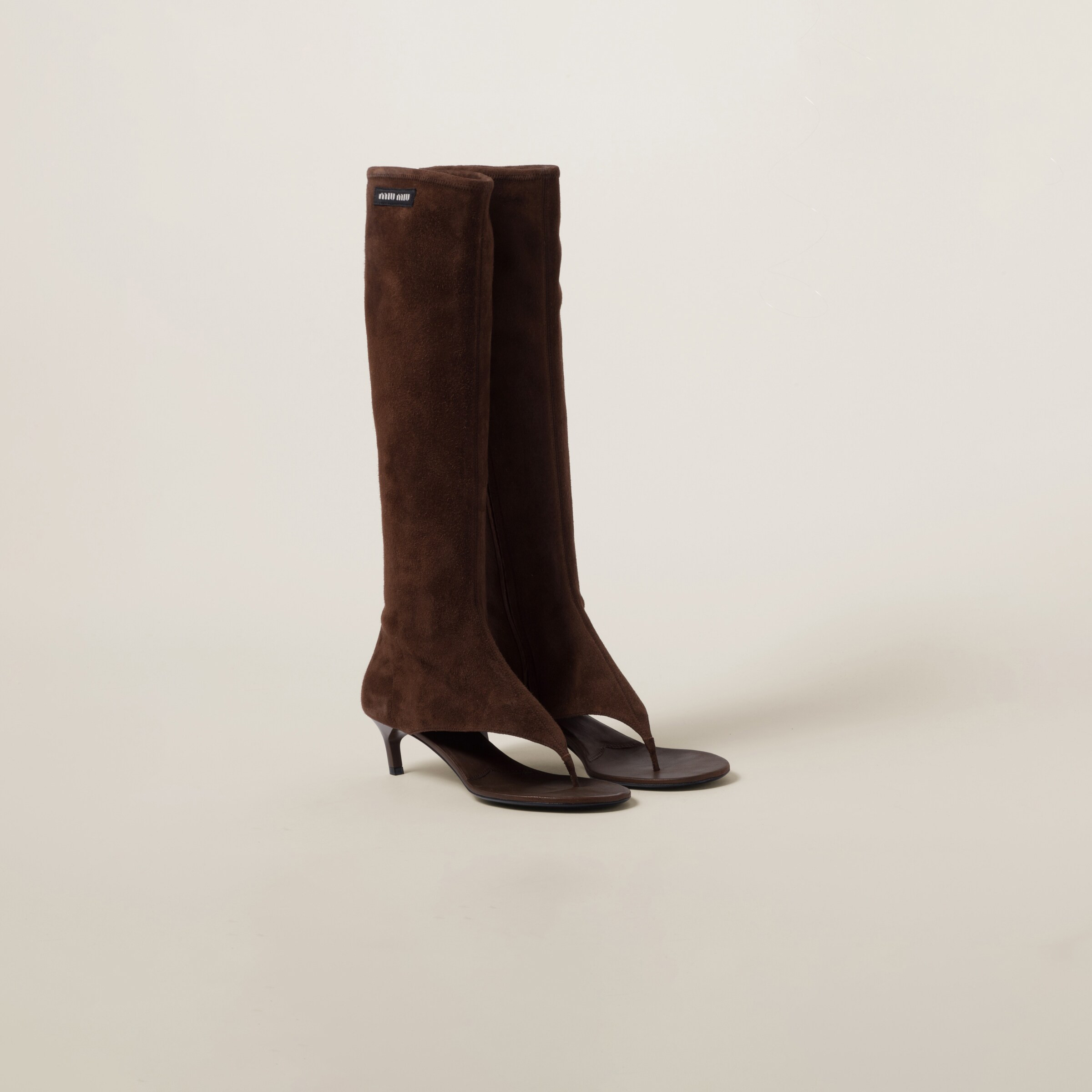 Suede thong boots | Miu Miu US