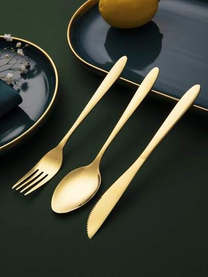3pcs Stainless Steel Cutlery Set | SHEIN