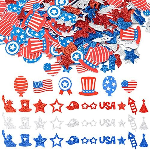 400Pcs Patriotic 4th of July Foam Stickers for Kids Adults Red Blue Glitter Stickers for Independ... | Amazon (US)