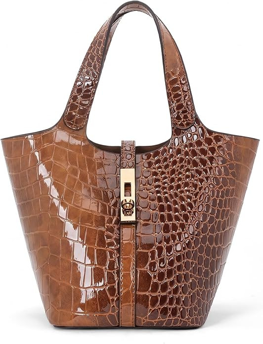 Tote Bag for Women Vegan Leather Bucket Purse for Women Top Handle Handbag Shoulder Bag with Deta... | Amazon (US)