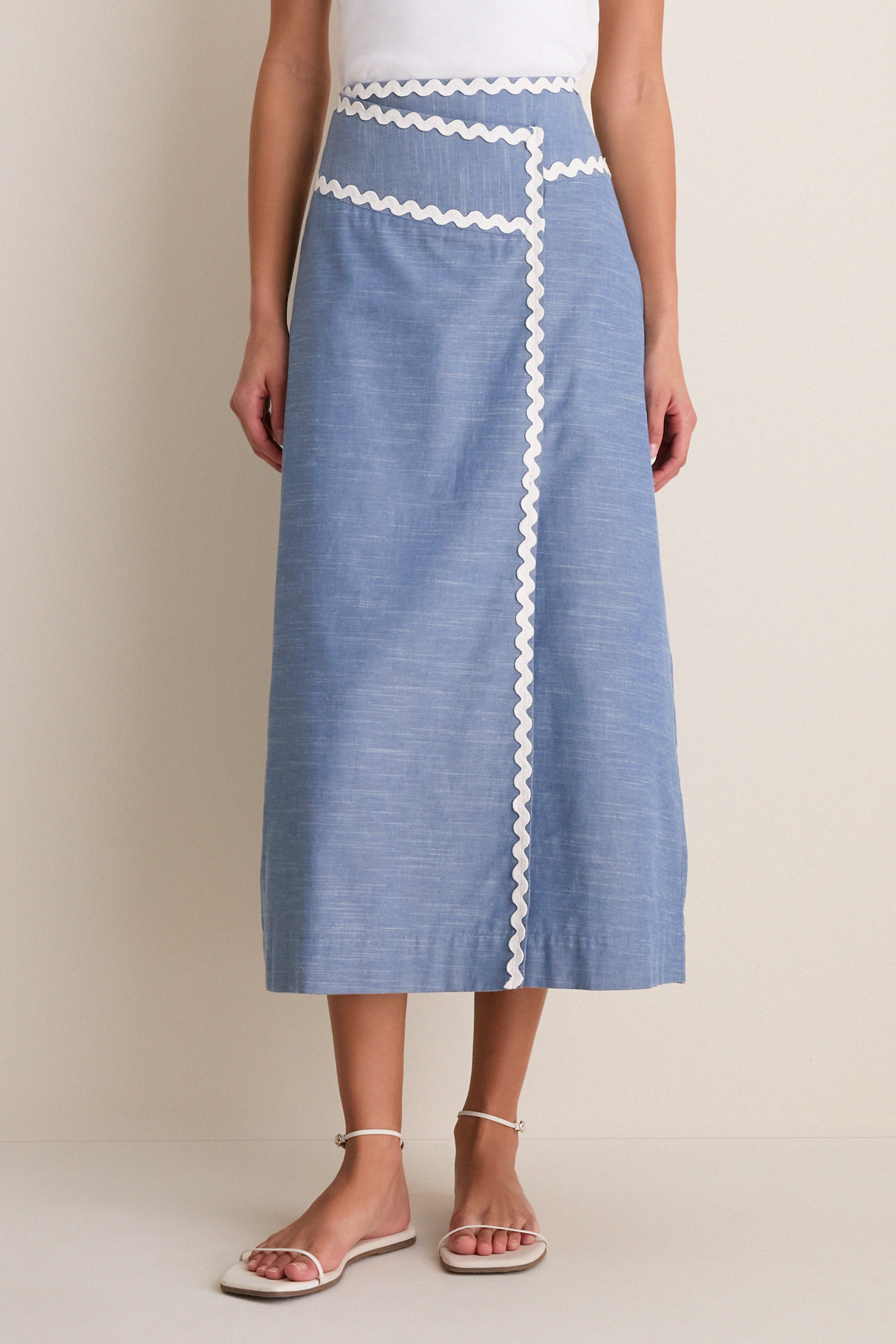 Chambray Ric Rac Marcy Maxi Skirt | Tuckernuck (US)