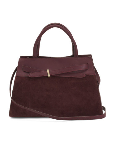 Made In Italy Suede Belted Satchel | TJ Maxx