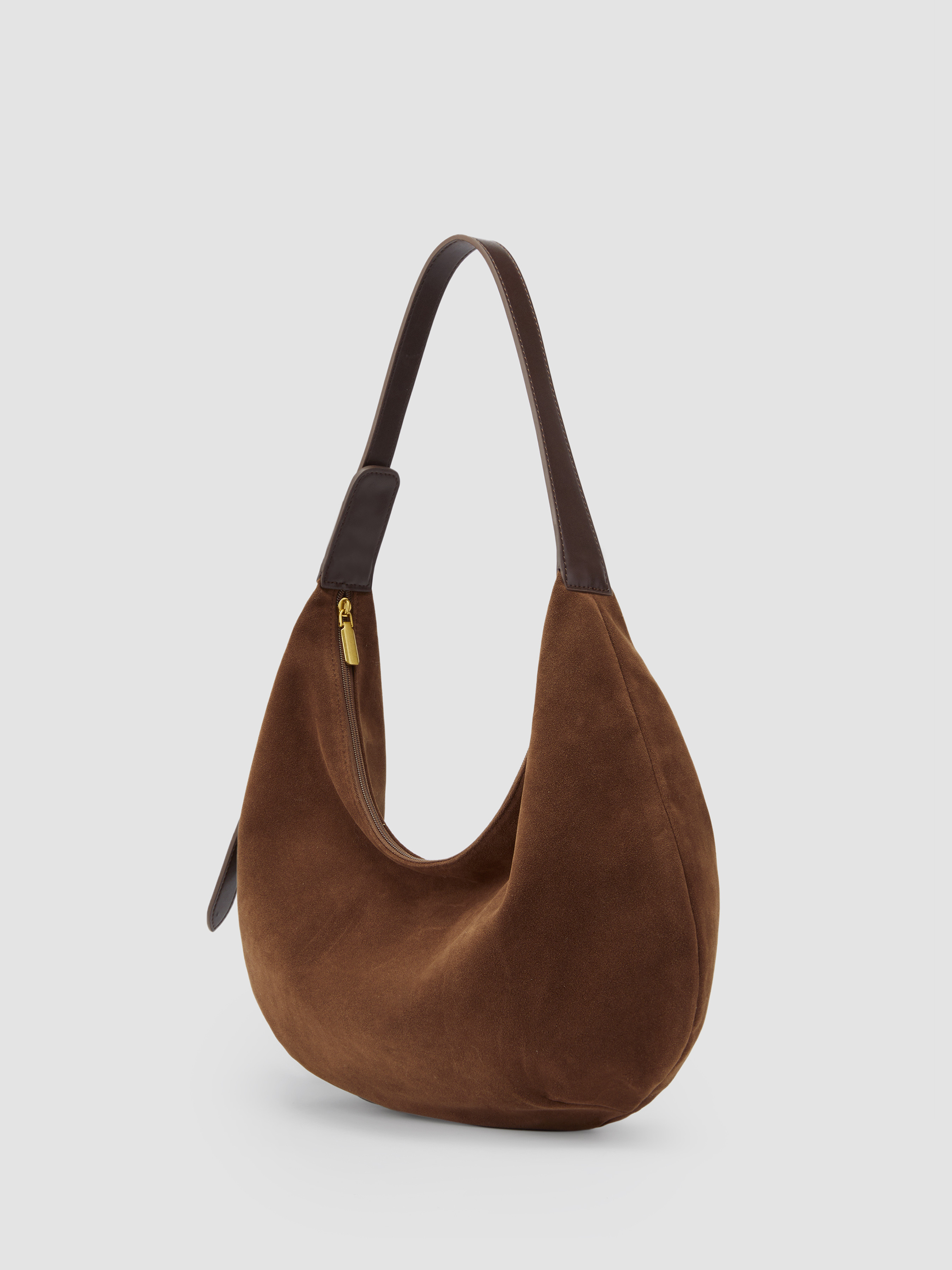 Suede HALF MOON SUEDE TOTE BAG For Daily Casual Coffee Shop Work | Cider