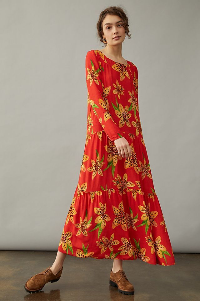 Farm Rio Golden Lily Maxi Dress | Anthropologie (US)
