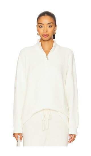 ALL THE WAYS Melanie Quarter Zip Sweater in Ivory. - size S | Revolve Clothing (Global)
