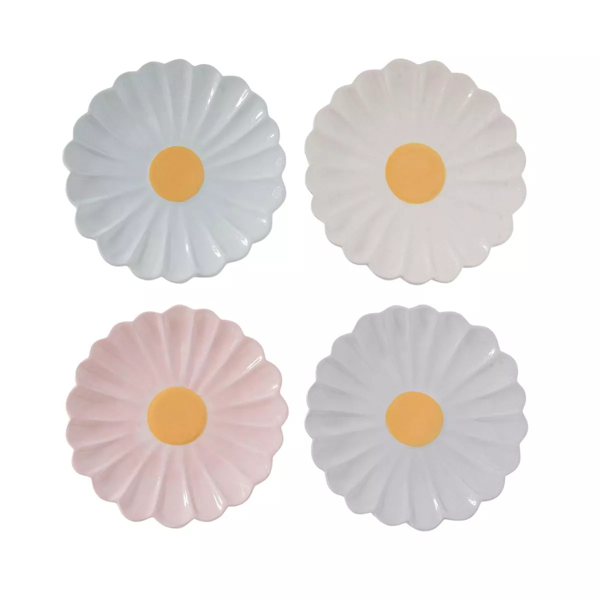 Transpac Ceramic Scalloped Flower Treat Plate Set of Home Decorations Set of 4 Easter | Target