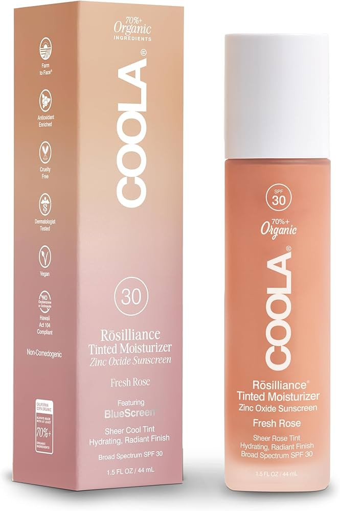 COOLA Organic Rosilliance BB Cream With SPF 30, Tinted Moisturizer Sunscreen & Foundation, Dermat... | Amazon (US)