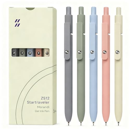 FIOVER Gel Pens 5pcs 0.5mm Quick Dry Black Ink Fine Point Pens | Amazon (US)