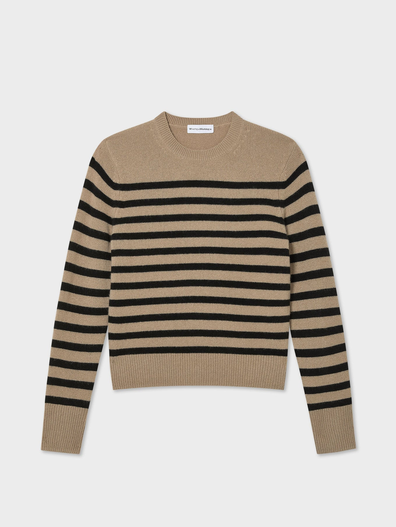 Cashmere Striped Crewneck | White and Warren